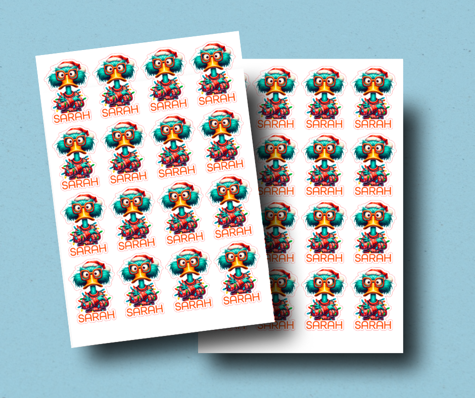 Im Fine Duck - Personalised Christmas Name Label Stickers