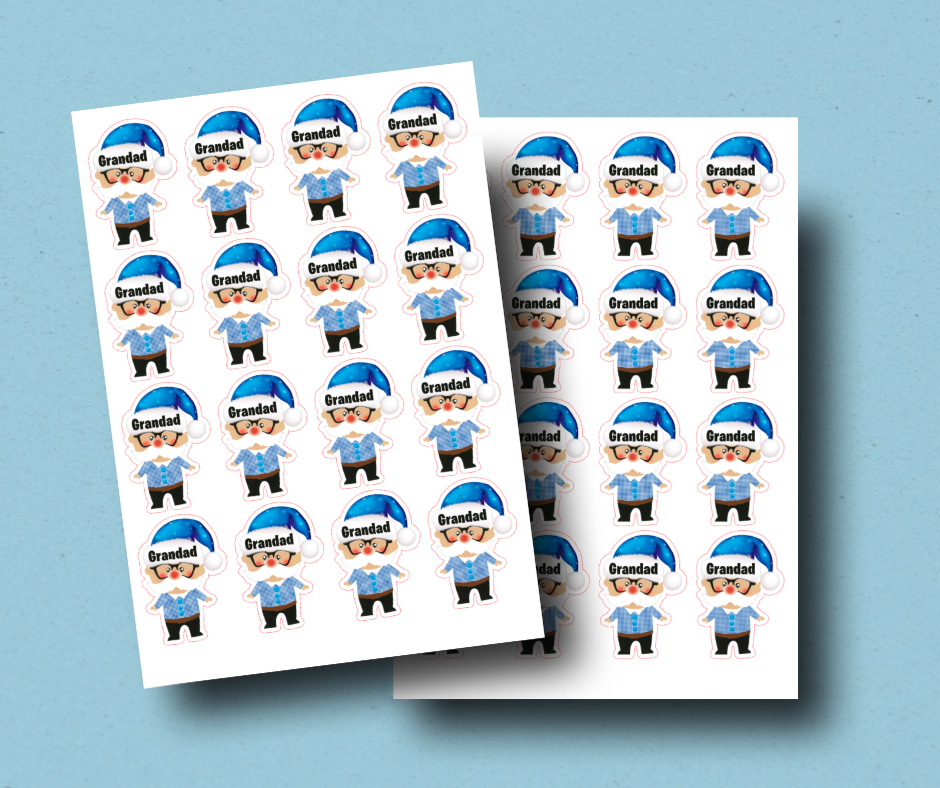 Grandad - Personalised Christmas Name Label Stickers