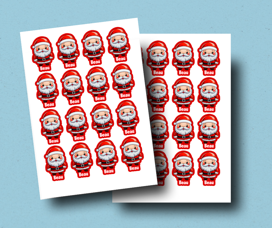 Santa - Personalised Christmas Name Label Stickers