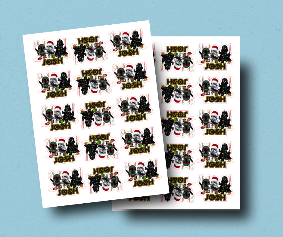 Heros of the stars - Personalised Christmas Name Label Stickers