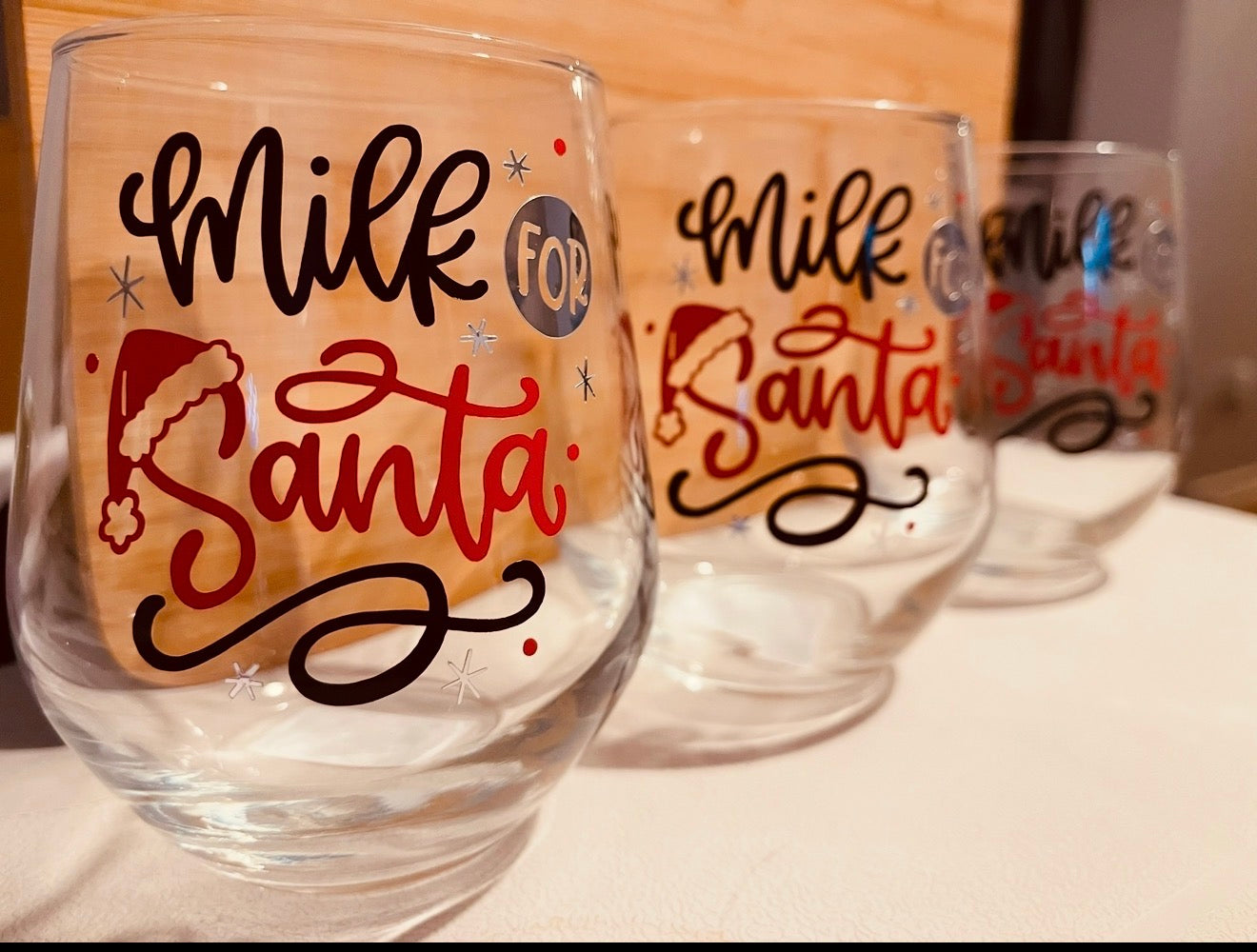 Handmade “Milk for Santa” Glass Festive Christmas Eve Cup for Kids
