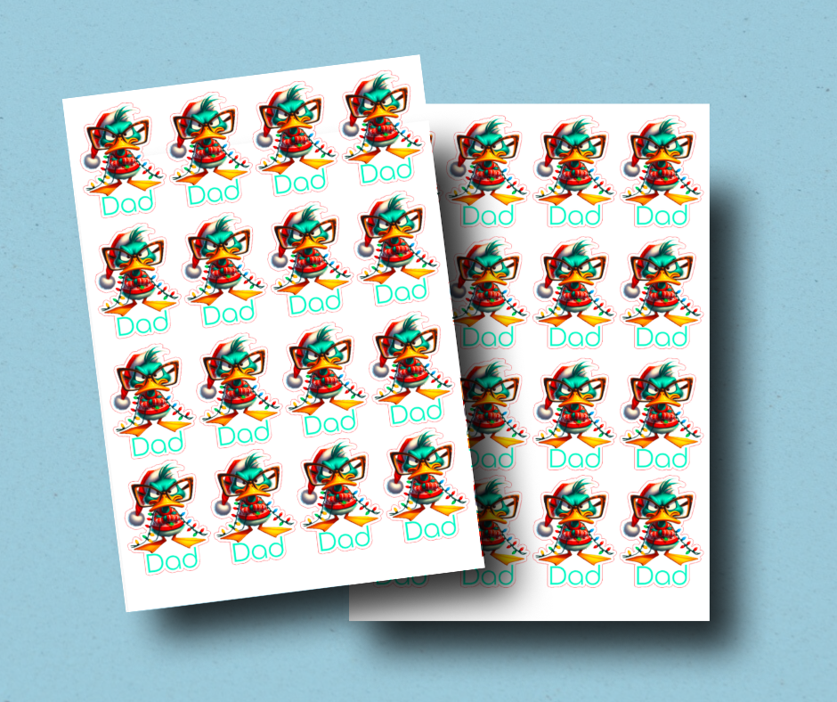 Grumpy duck - Personalised Christmas Name Label Stickers