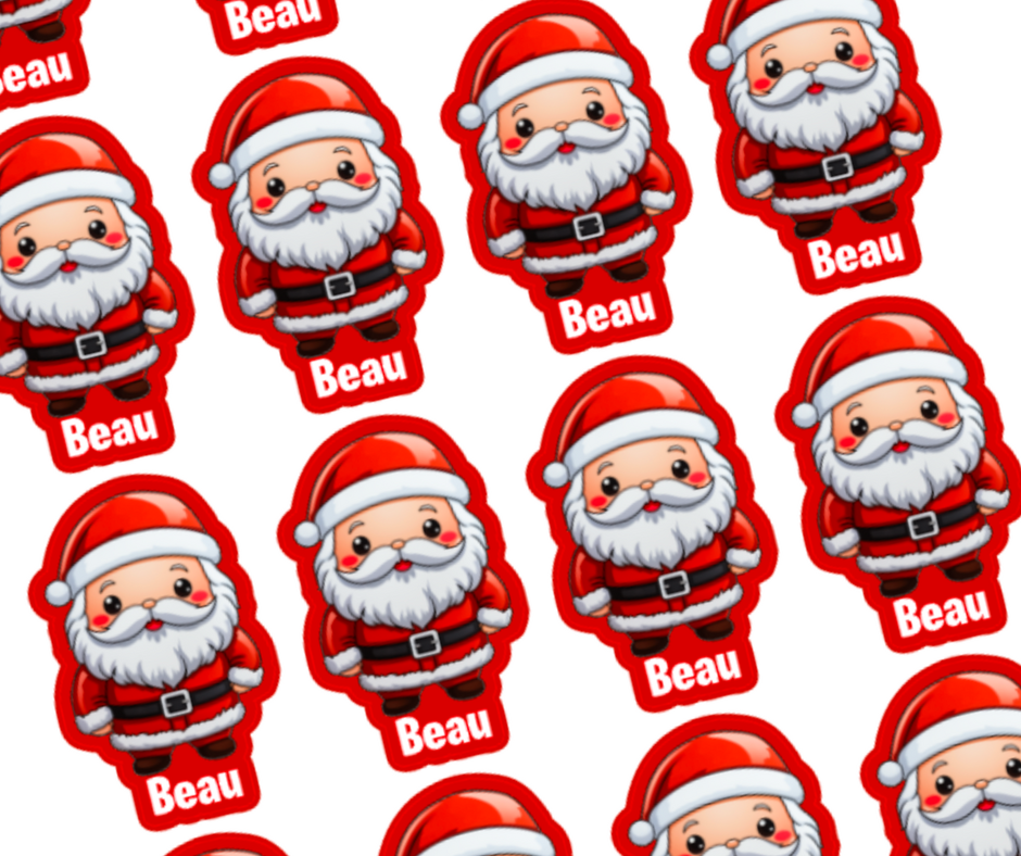 Santa - Personalised Christmas Name Label Stickers