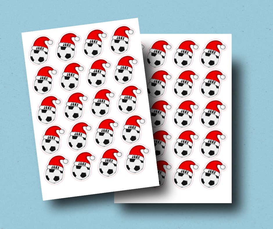 Christmas football - Personalised Christmas Name Label Stickers