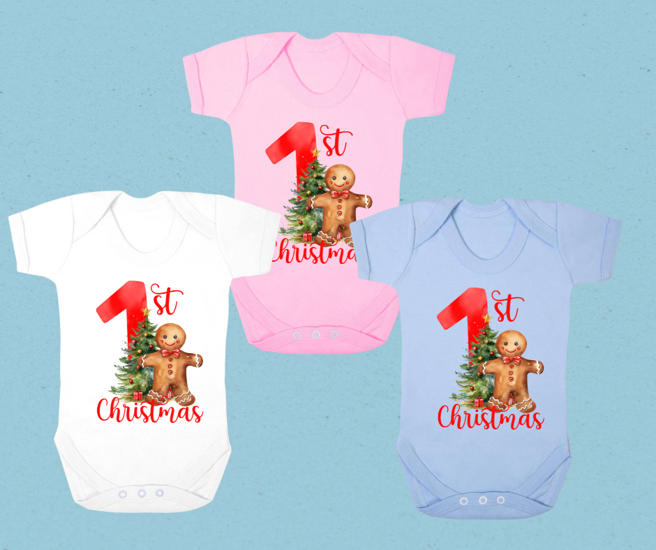 Baby's 1st Christmas Bodysuit - Red 1st Christmas Gingerbread