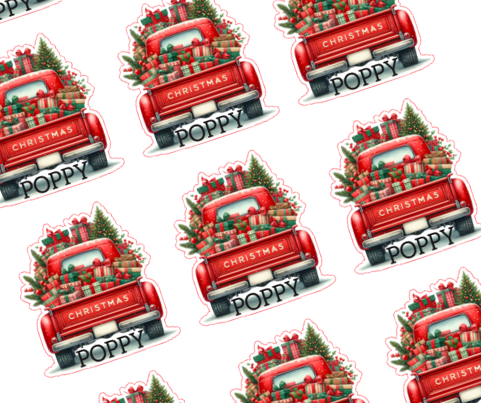 Christmas Themed Truck - Personalised Christmas Name Label Stickers