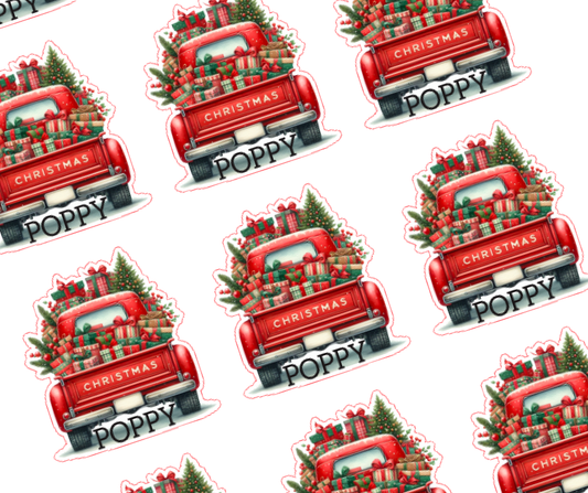Christmas Themed Truck - Personalised Christmas Name Label Stickers