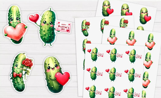 Valentines Pickles Stickers - All bits printed 