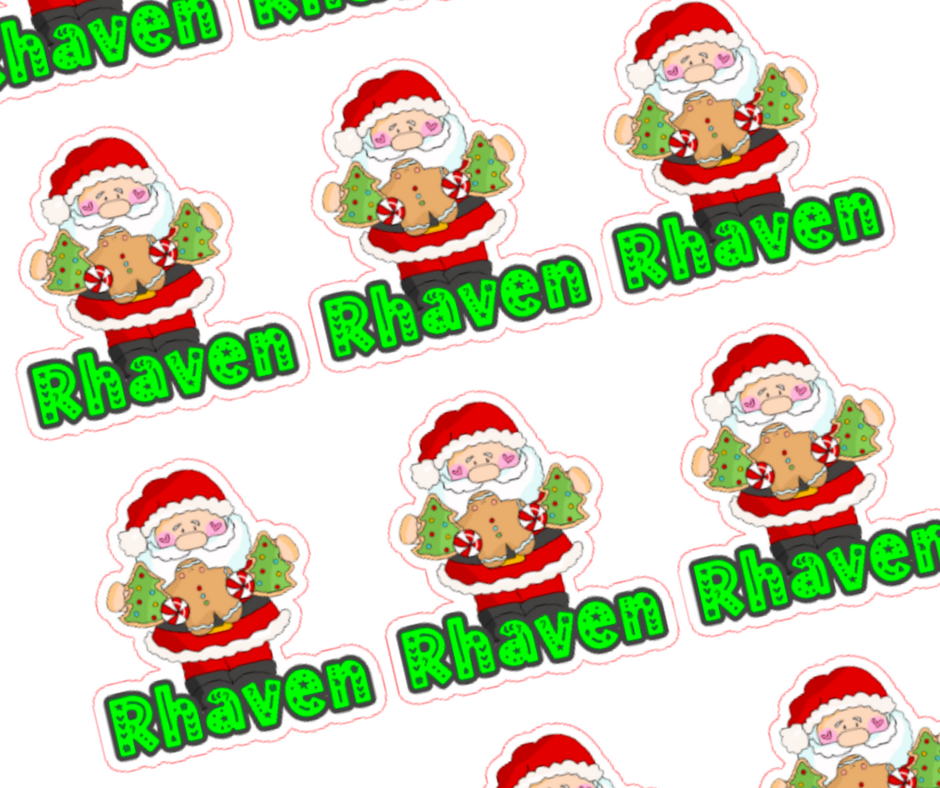 Cookie Santa - Personalised Christmas Name Label Stickers