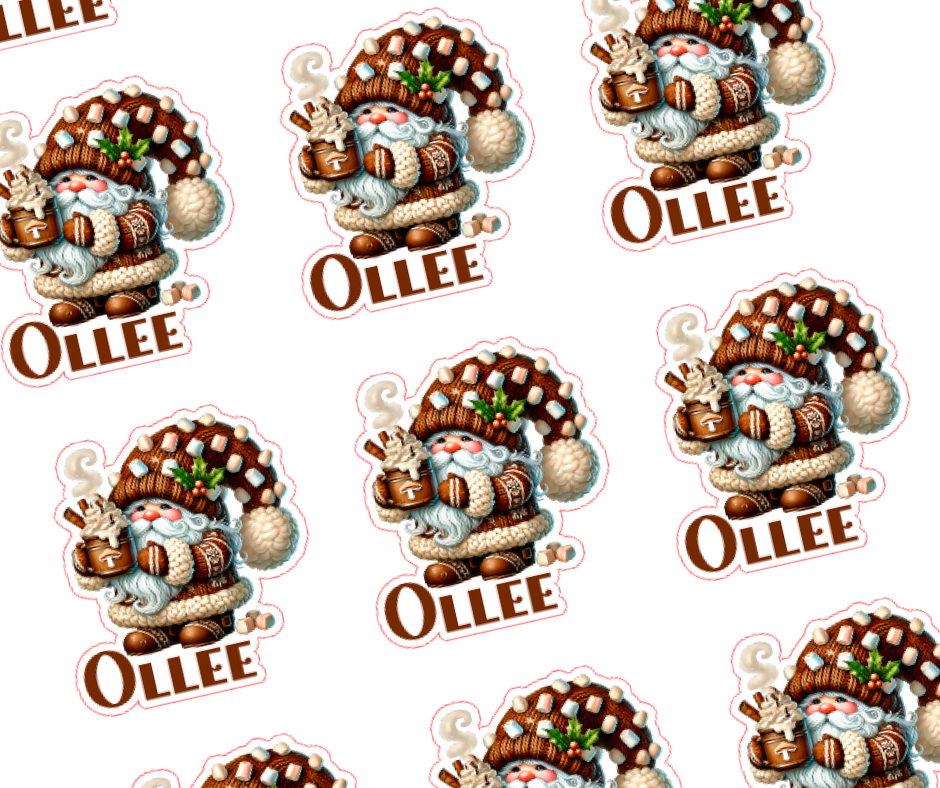 Chocolate gnome - Personalised Christmas Name Label Stickers