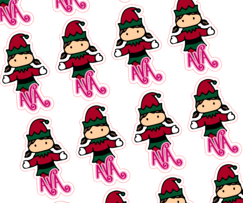 ELF - Personalised Christmas Name Label Stickers