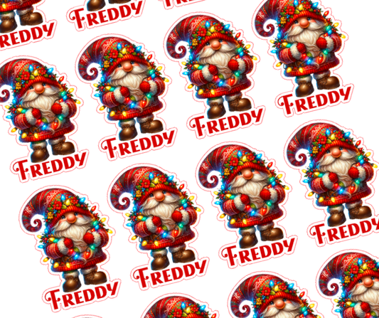 Christmas Light Gnome - Personalised Christmas Name Label Stickers