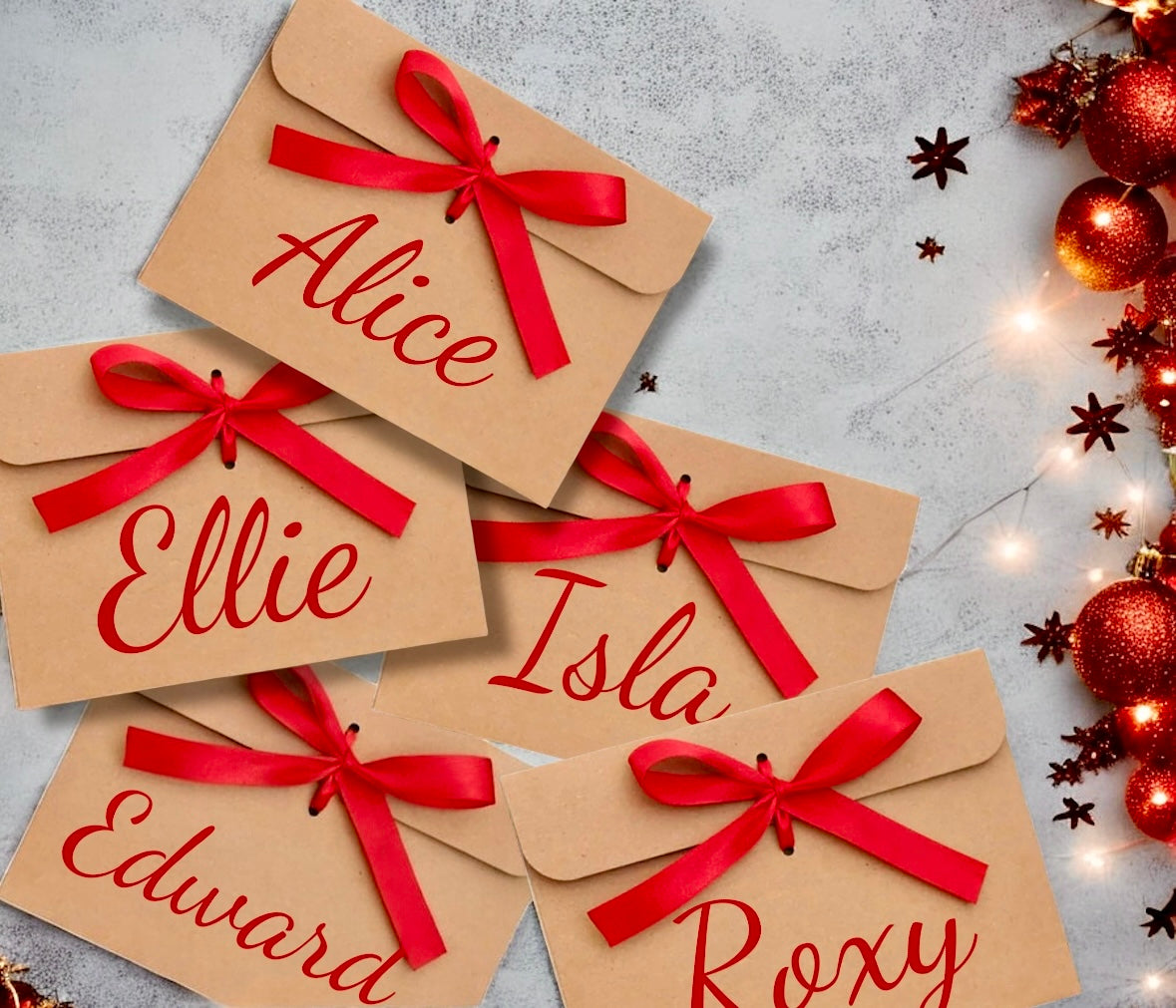 Christmas Money Envelopes with Red Ribbon