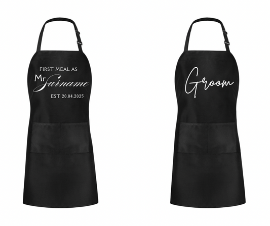 First meal as Mr personalised apron. - All bits printed 