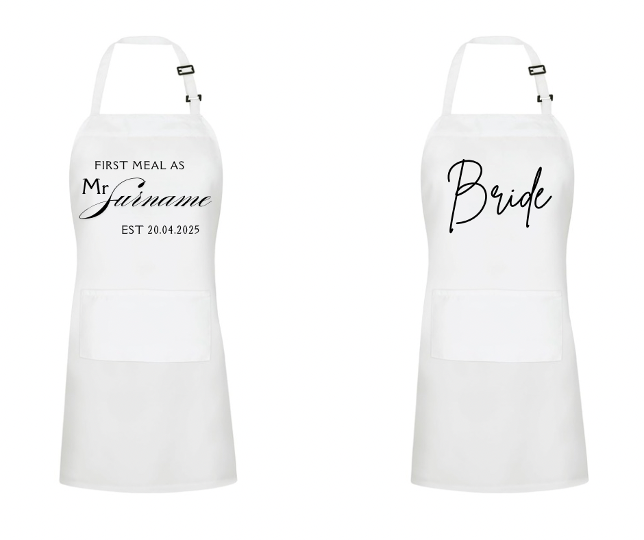 First meal as Mrs personalised apron. - All bits printed 