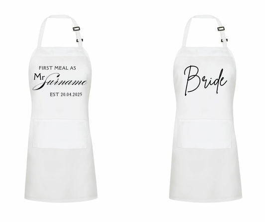 First meal as Mrs personalised apron. - All bits printed 