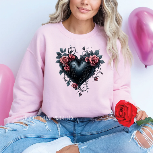 Black heart valentines sweatshirt - All bits printed 