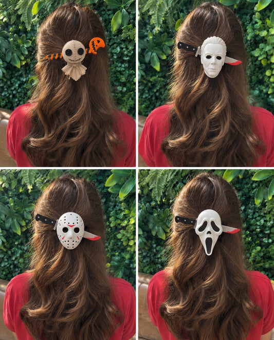 Halloween hair clips in four spooky designs