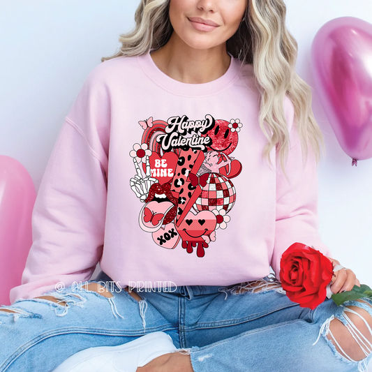 Retro Love valentines sweatshirt - All bits printed 